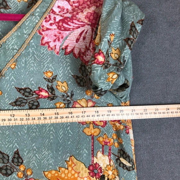 Soft surroundings floral boho cottagecore tassel tunic top size S - Picture 8 of 9